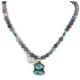 .925 Sterling Silver Certified Authentic Navajo Natural Turquoise Lapis Native American Necklace 34041-2-14542