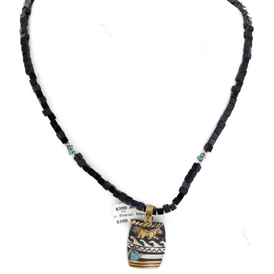Horse 12kt Gold Filled and .925 Sterling Silver Handmade Certified Authentic Navajo Natural Turquoise Purple Goldstone Native American Necklace 14456-14-10225 Horse 12kt Gold Filled and .925 Sterling Silver Handmade Certified Authentic Navajo Natural Turquoise Purple Goldstone Native American Necklace 14456-14-10225