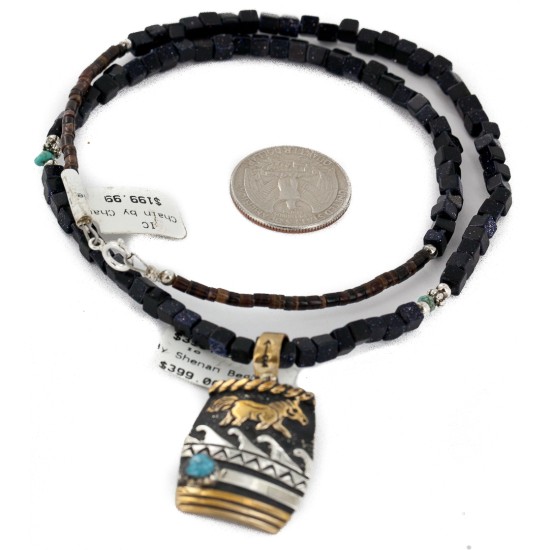 Horse 12kt Gold Filled and .925 Sterling Silver Handmade Certified Authentic Navajo Natural Turquoise Purple Goldstone Native American Necklace 14456-14-10225 Horse 12kt Gold Filled and .925 Sterling Silver Handmade Certified Authentic Navajo Natural Turquoise Purple Goldstone Native American Necklace 14456-14-10225