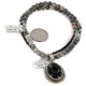 .925 Sterling Silver Handmade Certified Authentic Navajo Natural Agate Black Onyx and Turquoise Native American Necklace 1489-4-10225