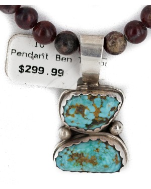 .925 Sterling Silver Certified Authentic Navajo Natural Turquoise and Red Jasper Native American Necklace 34041-1-15786 .925 Sterling Silver Certified Authentic Navajo Natural Turquoise and Red Jasper Native American Necklace 34041-1-15786