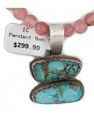 .925 Sterling Silver Certified Authentic Navajo Natural Turquoise Rose Quartz Native American Necklace 34041-10-15786 .925 Sterling Silver Certified Authentic Navajo Natural Turquoise Rose Quartz Native American Necklace 34041-10-15786