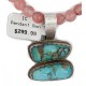 .925 Sterling Silver Certified Authentic Navajo Natural Turquoise Rose Quartz Native American Necklace 34041-10-15786