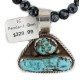 .925 Sterling Silver Certified Authentic Navajo Natural Turquoise Snowflake Obsidian Native American Necklace 740105-14-15786
