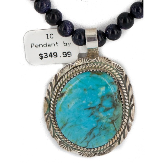 .925 Sterling Silver Handmade Certified Authentic Navajo Natural Purple Goldstone and Turquoise Native American Necklace 15033-15-15814-19 .925 Sterling Silver Handmade Certified Authentic Navajo Natural Purple Goldstone and Turquoise Native American Necklace 15033-15-15814-19