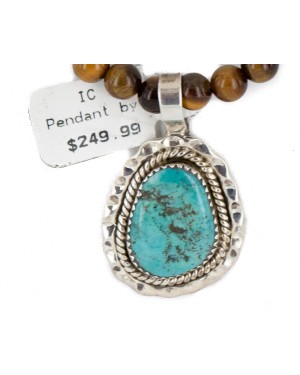 .925 Sterling Silver Handmade Certified Authentic Navajo Natural Tigers Eye Turquoise Native American Necklace 12554-8-10225 .925 Sterling Silver Handmade Certified Authentic Navajo Natural Tigers Eye Turquoise Native American Necklace 12554-8-10225