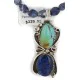 .925 Sterling Silver Handmade Certified Authentic Navajo Natural Turquoise and Lapis Native American Necklace 1489-5-10225