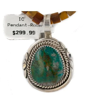 .925 Sterling Silver Handmade Certified Authentic Navajo Natural Turquoise and Tigers Eye Native American Necklace 14863-1-10225 .925 Sterling Silver Handmade Certified Authentic Navajo Natural Turquoise and Tigers Eye Native American Necklace 14863-1-10225