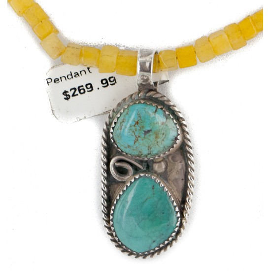 .925 Sterling Silver Handmade Certified Authentic Navajo Turquoise Agate Native American Necklace 14764-2-10225 .925 Sterling Silver Handmade Certified Authentic Navajo Turquoise Agate Native American Necklace 14764-2-10225