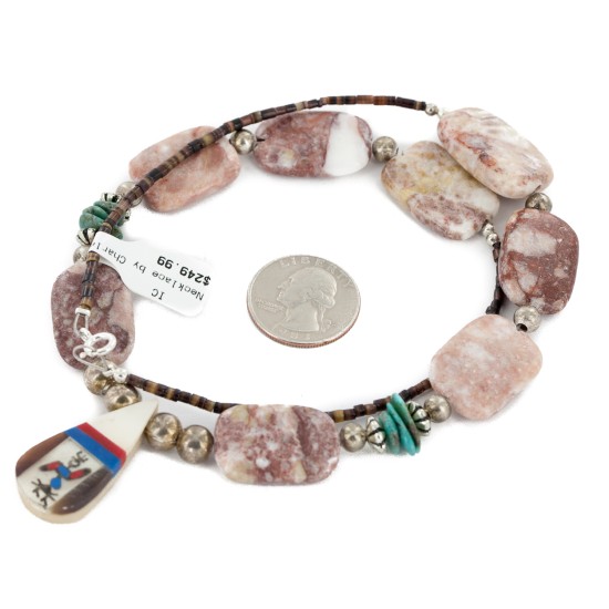 Certified Authentic Inlay Navajo .925 Sterling Silver Natural Turquoise Agate Native American Necklace 25289-4 Certified Authentic Inlay Navajo .925 Sterling Silver Natural Turquoise Agate Native American Necklace 25289-4