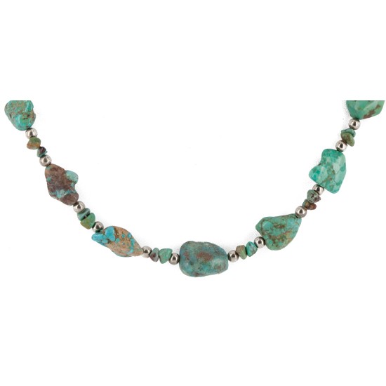Certified Authentic .925 Sterling Silver Natural Turquoise Chain Native American Necklace 15388 Certified Authentic .925 Sterling Silver Natural Turquoise Chain Native American Necklace 15388