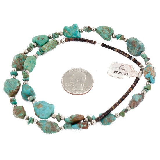 Certified Authentic .925 Sterling Silver Natural Turquoise Chain Native American Necklace 15388 Certified Authentic .925 Sterling Silver Natural Turquoise Chain Native American Necklace 15388