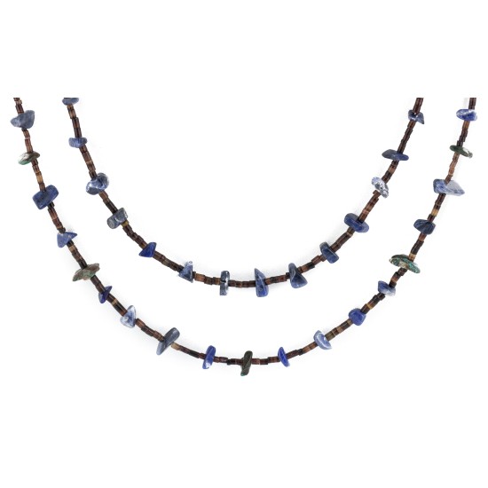 2 Strand Certified Authentic Navajo .925 Sterling Silver Natural Turquoise Lapis Native American Necklace 15585-34 2 Strand Certified Authentic Navajo .925 Sterling Silver Natural Turquoise Lapis Native American Necklace 15585-34