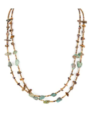 2 Strand Certified Authentic Navajo .925 Sterling Silver Natural Turquoise Tigers Eye Native American Necklace 15649-17 2 Strand Certified Authentic Navajo .925 Sterling Silver Natural Turquoise Tigers Eye Native American Necklace 15649-17