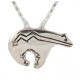 .925 Sterling Silver Bear Handmade Certified Authentic Navajo Pin and Native American Necklace  24330