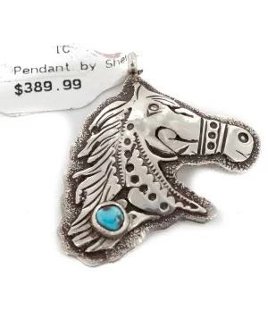 .925 Sterling Silver Handmade Certified Authentic Horse head Navajo Natural Turquoise Native American Pendant 24424-1 .925 Sterling Silver Handmade Certified Authentic Horse head Navajo Natural Turquoise Native American Pendant 24424-1