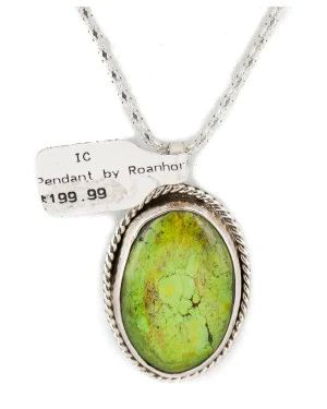 .925 Sterling Silver Handmade Certified Authentic Navajo Natural Green Turquoise Native American Necklace 12829-1 .925 Sterling Silver Handmade Certified Authentic Navajo Natural Green Turquoise Native American Necklace 12829-1