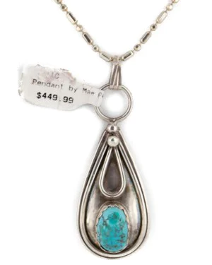 .925 Sterling Silver Handmade Certified Authentic Navajo Natural Turquoise Native American Necklace 15000-1 .925 Sterling Silver Handmade Certified Authentic Navajo Natural Turquoise Native American Necklace 15000-1