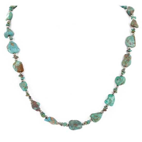 Certified Authentic .925 Sterling Silver Natural Turquoise Chain Native American Necklace 15388 Certified Authentic .925 Sterling Silver Natural Turquoise Chain Native American Necklace 15388