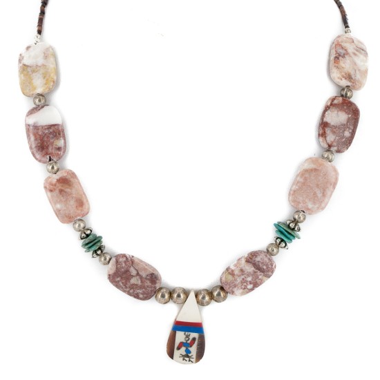 Certified Authentic Inlay Navajo .925 Sterling Silver Natural Turquoise Agate Native American Necklace 25289-4 Certified Authentic Inlay Navajo .925 Sterling Silver Natural Turquoise Agate Native American Necklace 25289-4