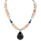 Certified Authentic Navajo .925 Sterling Silver Natural Turquoise Agate Black Onyx Native American Necklace 25289-66