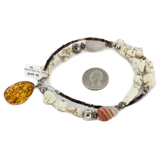 Certified Authentic Navajo .925 Sterling Silver White Howlite Carnelian Jasper Native American Necklace 15463-17 Certified Authentic Navajo .925 Sterling Silver White Howlite Carnelian Jasper Native American Necklace 15463-17