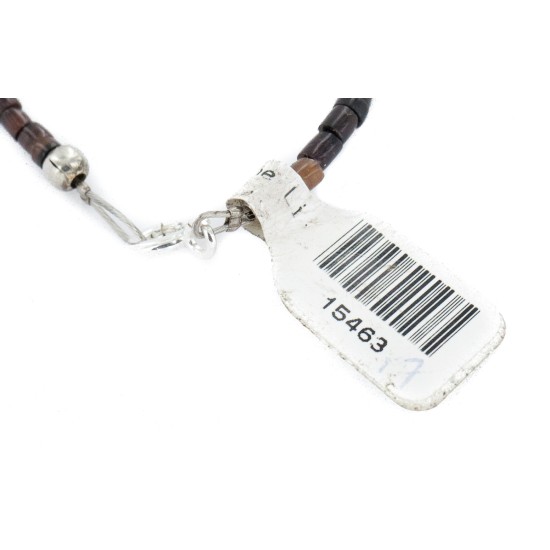 Certified Authentic Navajo .925 Sterling Silver White Howlite Carnelian Jasper Native American Necklace 15463-17