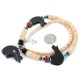 Bear Certified Authentic Navajo .925 Sterling Silver Natural Graduated Melon Shell Turquoise Resin Black Onyx Red Jasper Hematite Native American Necklace 25225-4