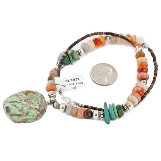 Certified Authentic Navajo .925 Sterling Silver Natural Turquoise Carnelian Native American Necklace 750102-27 Certified Authentic Navajo .925 Sterling Silver Natural Turquoise Carnelian Native American Necklace 750102-27