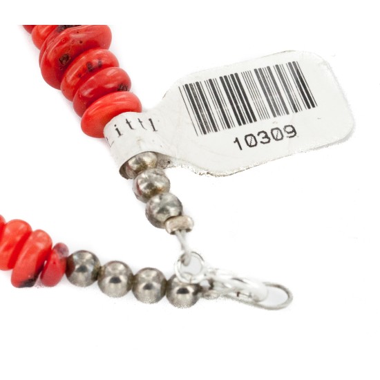 Certified Authentic Navajo .925 Sterling Silver Natural Turquoise Coral Chain Native American Necklace 10309 Certified Authentic Navajo .925 Sterling Silver Natural Turquoise Coral Chain Native American Necklace 10309