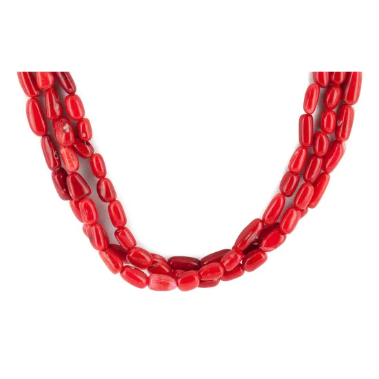 3 Strand Certified Authentic Navajo .925 Sterling Silver Coral Native American Necklace 790106-1 3 Strand Certified Authentic Navajo .925 Sterling Silver Coral Native American Necklace 790106-1