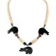 Bear Certified Authentic Navajo .925 Sterling Silver Natural Graduated Melon Shell Turquoise Resin Black Onyx Red Jasper Hematite Native American Necklace 25225-4