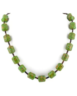 Certified Authentic Navajo .925 Sterling Silver Composite Gaspeite Native American Necklace 18072-11