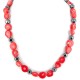 Certified Authentic Navajo .925 Sterling Silver Coral Hematite Native American Necklace 25215-104
