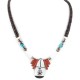 Certified Authentic Navajo .925 Sterling Silver Inlay Natural Graduated Melon Shell Turquoise Mother of Pearl Red Jasper Native American Necklace 15481-22