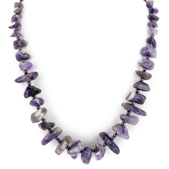 Certified Authentic Navajo .925 Sterling Silver Natural Amethyst Hematite Native American Necklace 15824-16 Certified Authentic Navajo .925 Sterling Silver Natural Amethyst Hematite Native American Necklace 15824-16
