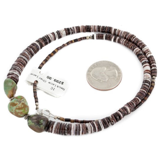 Certified Authentic Navajo .925 Sterling Silver Natural Graduated Heishi and Turquoise Native American Necklace 15293-7 Certified Authentic Navajo .925 Sterling Silver Natural Graduated Heishi and Turquoise Native American Necklace 15293-7