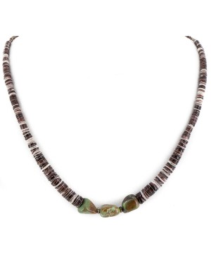Certified Authentic Navajo .925 Sterling Silver Natural Graduated Heishi and Turquoise Native American Necklace 15293-7 Certified Authentic Navajo .925 Sterling Silver Natural Graduated Heishi and Turquoise Native American Necklace 15293-7