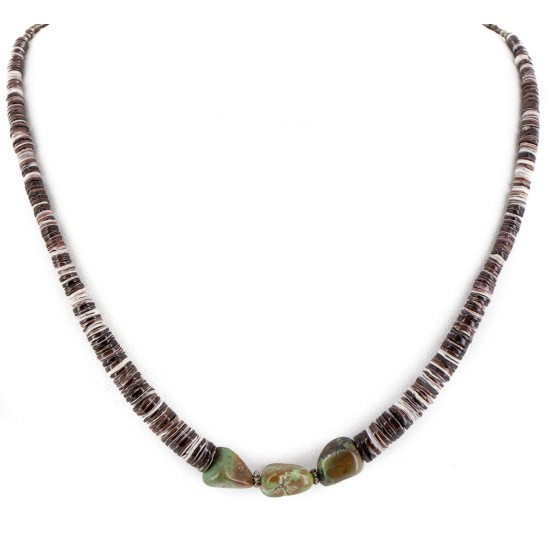 Certified Authentic Navajo .925 Sterling Silver Natural Graduated Heishi and Turquoise Native American Necklace 15293-7 Certified Authentic Navajo .925 Sterling Silver Natural Graduated Heishi and Turquoise Native American Necklace 15293-7