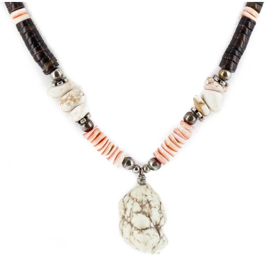 Certified Authentic Navajo .925 Sterling Silver Natural Graduated Heishi White Howlite Native American Necklace 15364-53 Certified Authentic Navajo .925 Sterling Silver Natural Graduated Heishi White Howlite Native American Necklace 15364-53