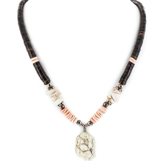 Certified Authentic Navajo .925 Sterling Silver Natural Graduated Heishi White Howlite Native American Necklace 15364-53 Certified Authentic Navajo .925 Sterling Silver Natural Graduated Heishi White Howlite Native American Necklace 15364-53