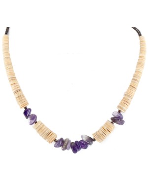 Certified Authentic Navajo .925 Sterling Silver Natural Graduated Melon Shell Amethyst Native American Necklace 25229-2 Certified Authentic Navajo .925 Sterling Silver Natural Graduated Melon Shell Amethyst Native American Necklace 25229-2