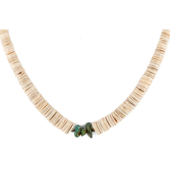 Certified Authentic Navajo .925 Sterling Silver Natural Graduated Melon Shell Turquoise Native American Necklace 15562-57 Certified Authentic Navajo .925 Sterling Silver Natural Graduated Melon Shell Turquoise Native American Necklace 15562-57