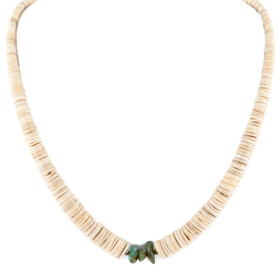 Certified Authentic Navajo .925 Sterling Silver Natural Graduated Melon Shell Turquoise Native American Necklace 15562-57 Certified Authentic Navajo .925 Sterling Silver Natural Graduated Melon Shell Turquoise Native American Necklace 15562-57