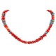 Certified Authentic Navajo .925 Sterling Silver Natural Turquoise Coral Chain Native American Necklace 10309