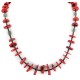 Navajo .925 Sterling Silver Natural Turquoise Coral Heishi Necklace 25235-4