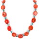 Certified Authentic Navajo .925 Sterling Silver Natural Turquoise Coral Hematite Native American Necklace 25210