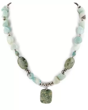 Certified Authentic Navajo .925 Sterling Silver Natural Turquoise Green Jasper Jade Native American Necklace 15432-54