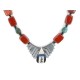 Certified Authentic Navajo .925 Sterling Silver Inlay Natural Turquoise Red Jasper Mother of Pearl Lapis Hematite Native American Necklace 15757-21