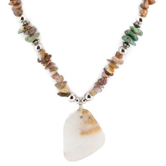 Certified Authentic Navajo .925 Sterling Silver Natural Turquoise Agate Native American Necklace 15151-30 Certified Authentic Navajo .925 Sterling Silver Natural Turquoise Agate Native American Necklace 15151-30